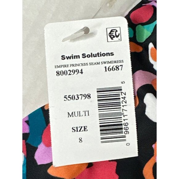 Swim Solutions Women’s Size 8 Floral Swim Dress Built-In Bra Full Coverage - Picture 2 of 8